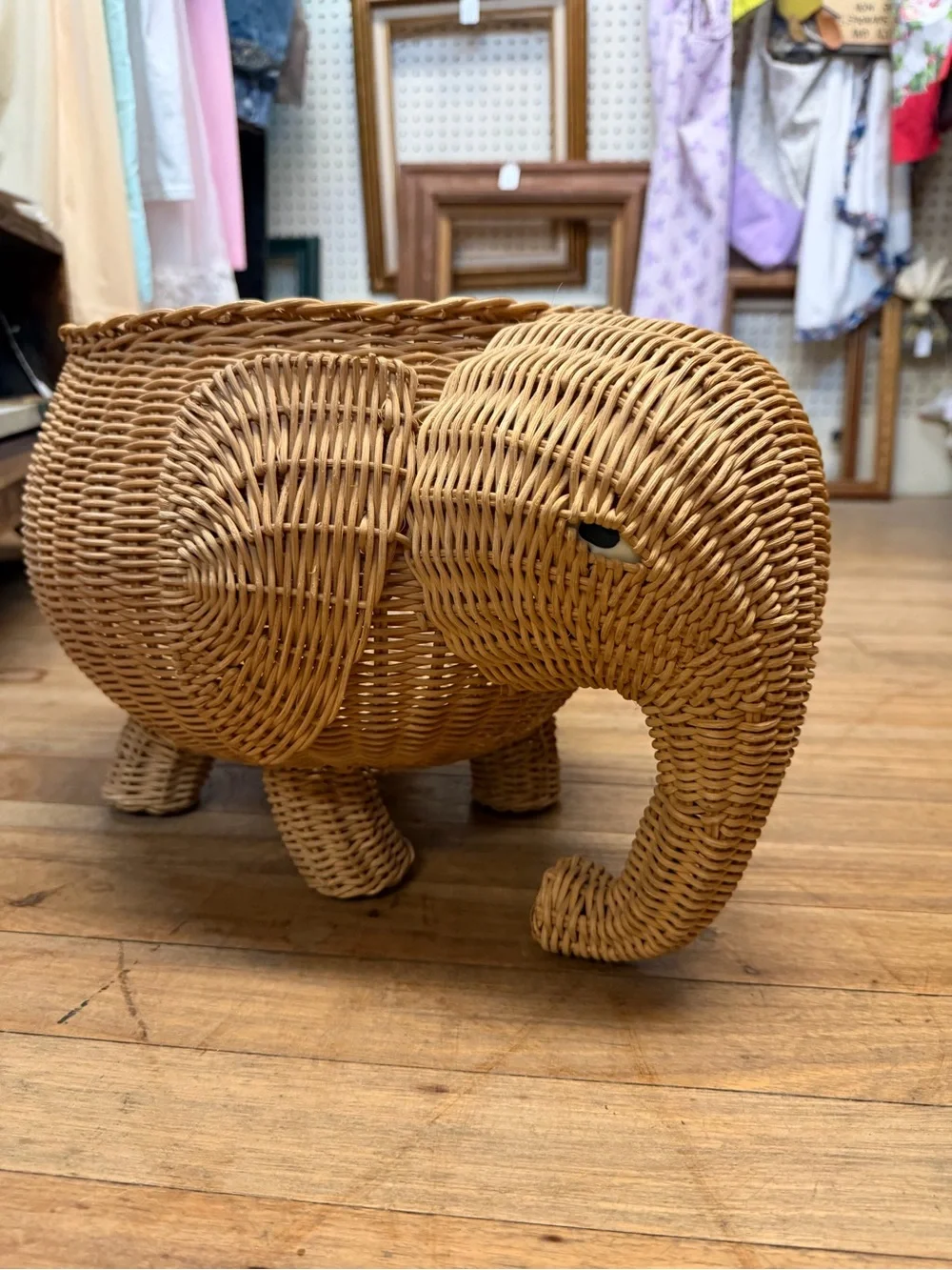 Woven Wicker Elephant Rattan Basket - Natural Home Accent